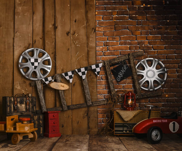 Garage Theme Backdrops for Kids-Photography